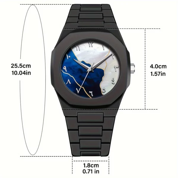 Men'S Quartz Watch with Arabic Numerals, Alloy Case & Strap, Luminous Display - Image 2