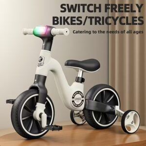 Multi-Functional Three-Purpose Kids' Balance Bike, Suitable for Boys and Girls with Trike/Bicycle Modes, Detachable Pedals Included - Birthday Gift Idea (Battery Not Included)