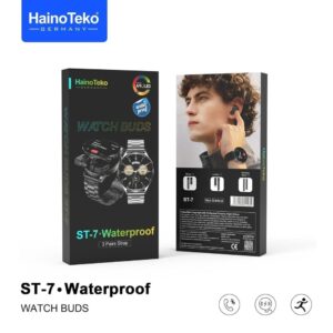 HainoTeko ST-7 Waterproof Smart Watch with Integrated Earbuds Large Screen AMOLED Display 3 Pair Straps