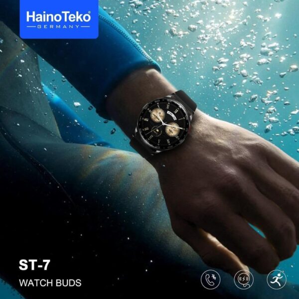 HainoTeko ST-7 Waterproof Smart Watch with Integrated Earbuds Large Screen AMOLED Display 3 Pair Straps - Image 4