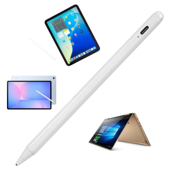 Rechargeable Palm Rejection Stylus Pen for iPad (2018-2024) - Sleek White Design | MOBILE/LAPTOP/TABLET - Image 2