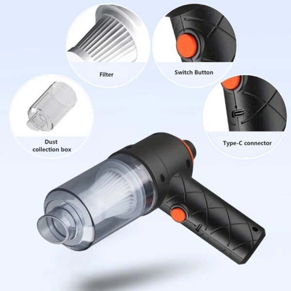 2in1 Portable Mini Home And Car Vacuum Cleaner YT-M2037 - Image 2