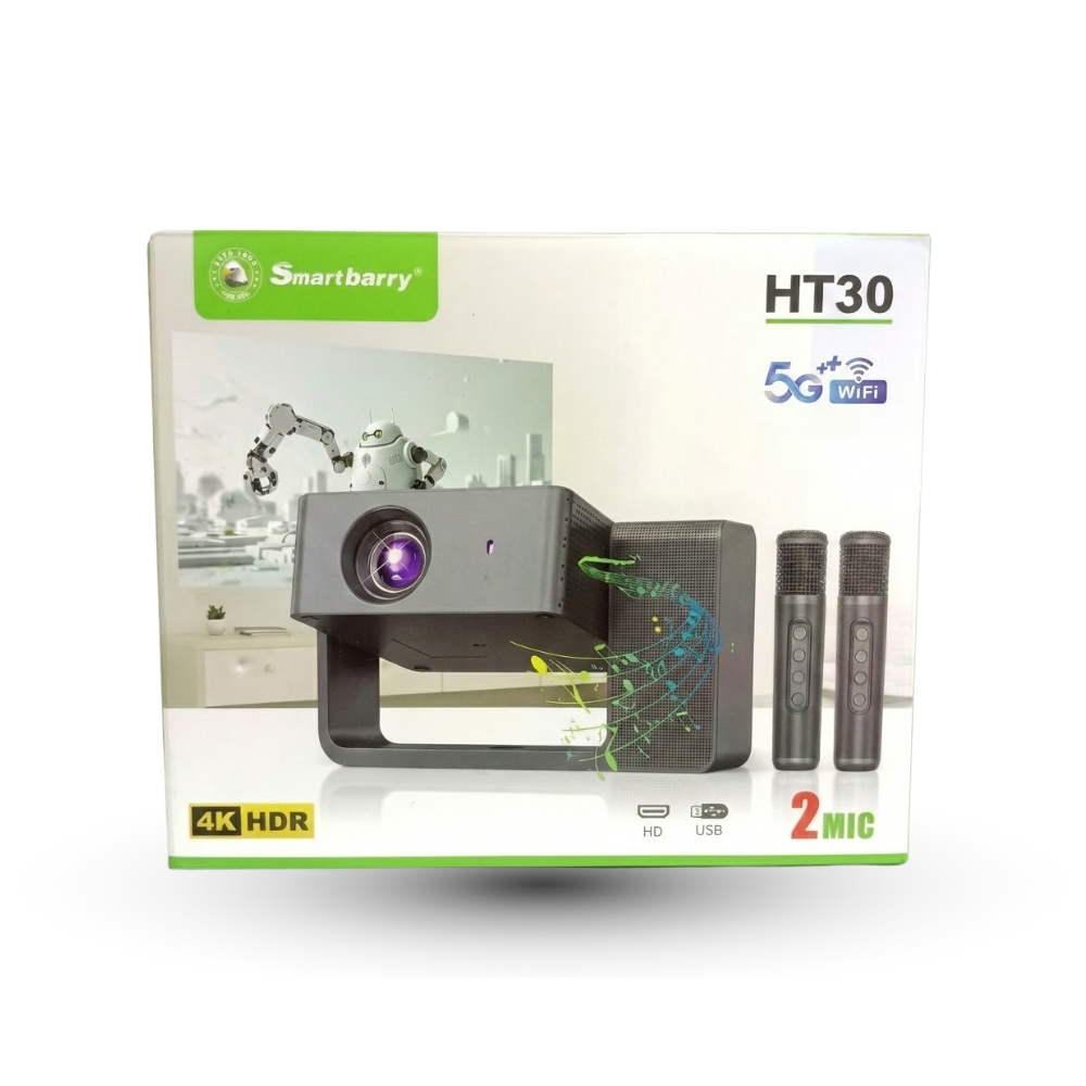 SMARTBARRY HT30 HDR PROJECTOR | 4K DISPLAY, BLUETOOTH WIRELESS, HDMI USB AUX CONNECTIVITY | HOME CINEMA AND KARAOKE | COMPACT DESIGN - Image 4