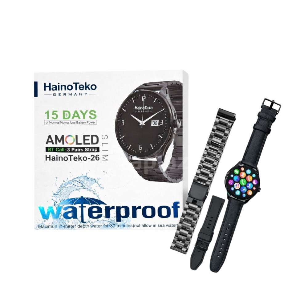 HAINOTEKO - 26 SLIM AMOLED SMART WATCH | BT CALL | 3 PAIR STRAP