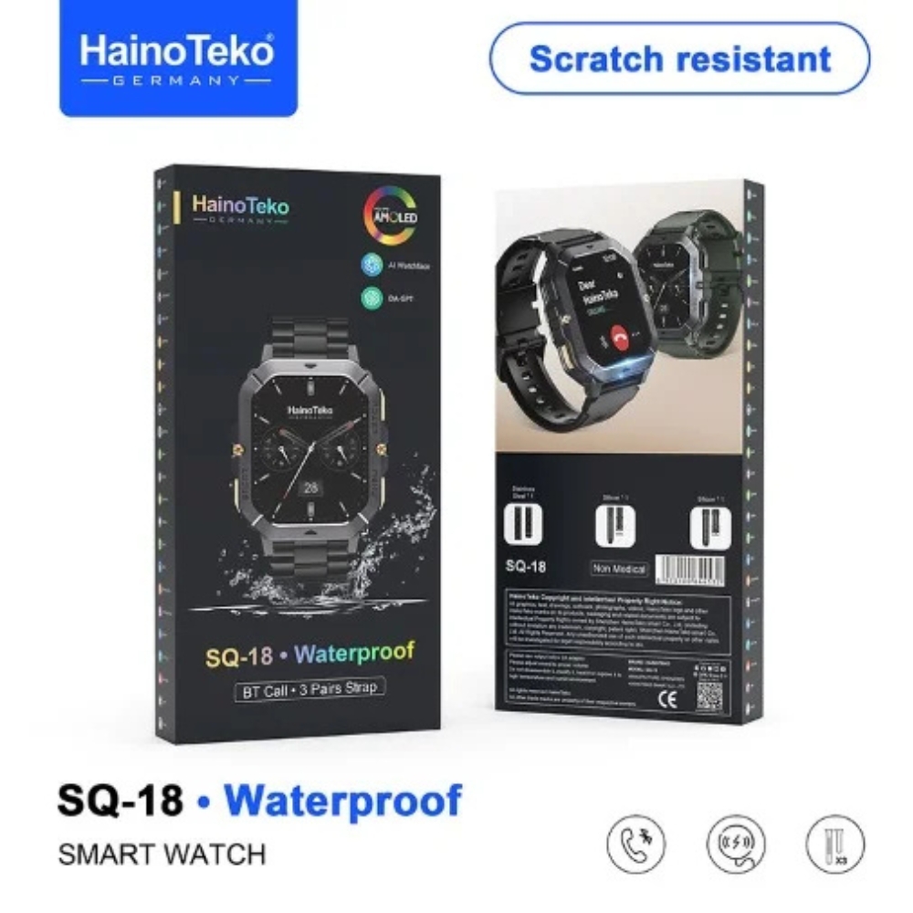 HAINOTEKO SQ-18 SMART WATCH | BT CALL | 3 PAIRS STRAP - Image 3