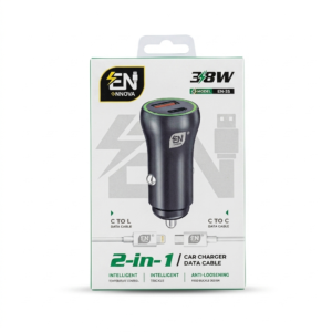 ENNOVA 38W 2 IN 1 CAR CAHRGER + DATA CABLE( C TO LIGHTNING) | 3 MONTH WARRENTY